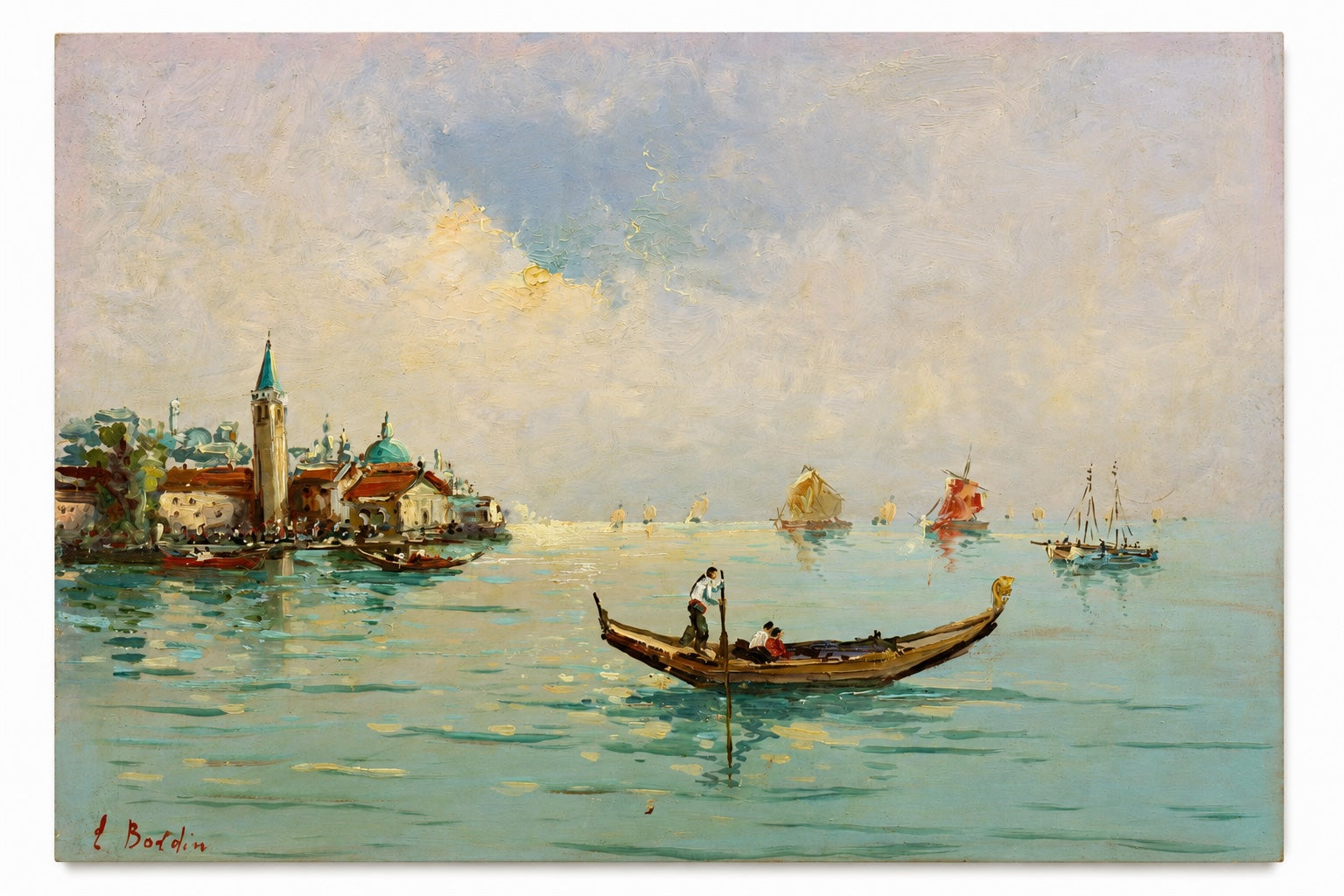 Veduta di Venezia a olio su tela attribuita a Boldini