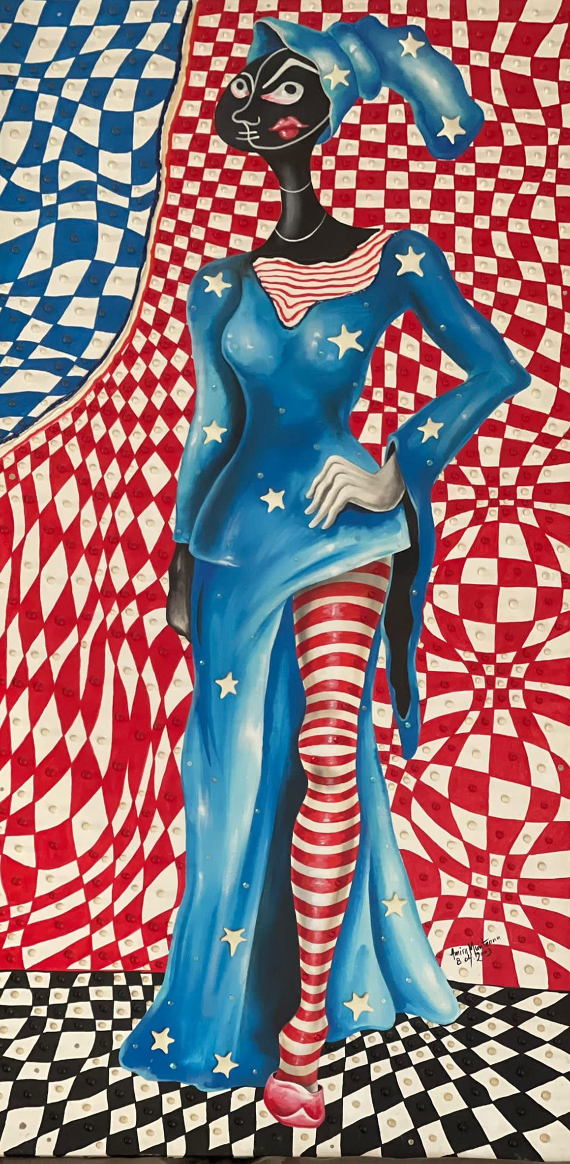 Amira Munteanu Bergmann - Donna in abito blu con stelle