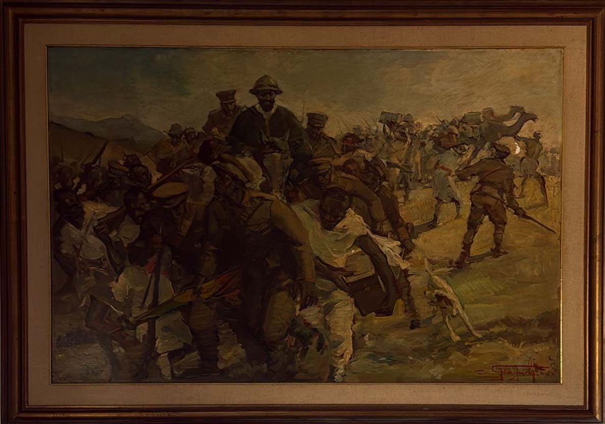 Scena storica Menelik ed il suo seguito verso l'esilio di Ovidio Gragnoli