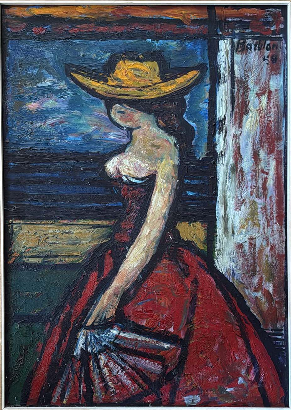 Figura femminile con vestito rosso di Oscar Barblan