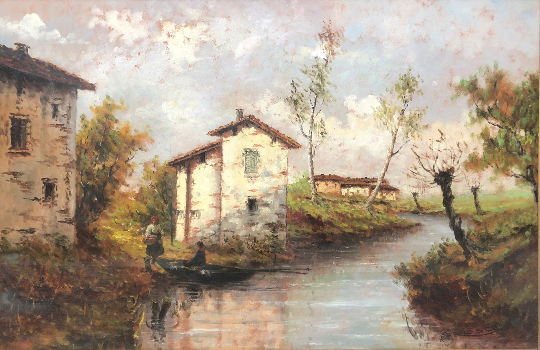 Athos Brioschi - Fiume con case