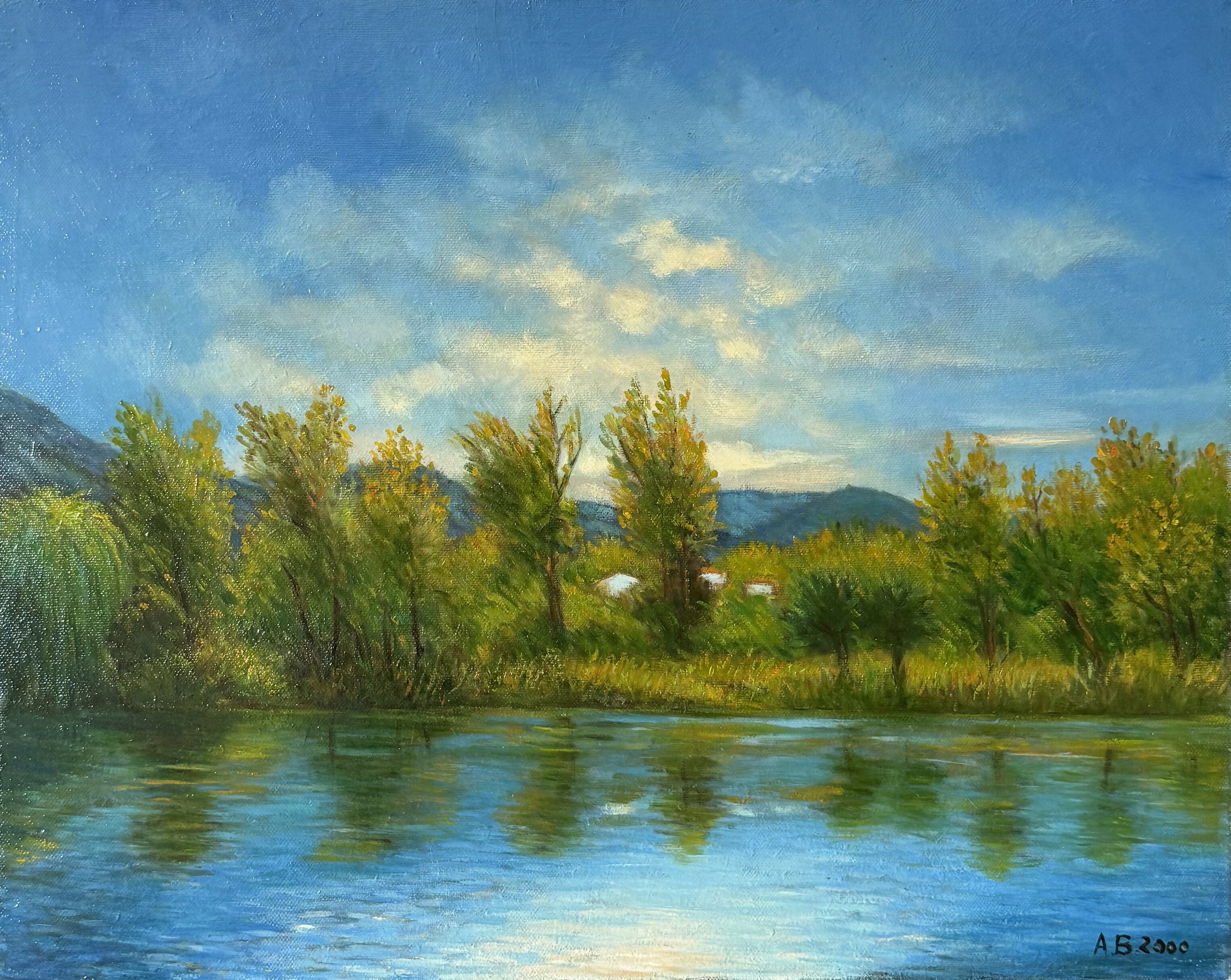 Paesaggio Verso il tramonto, olio su tela di Antonio Bernardi