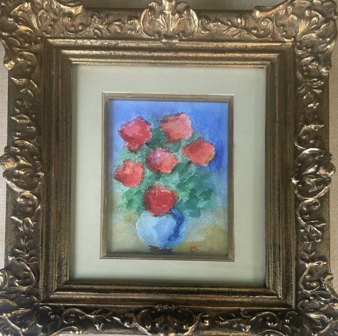 Senza titolo (vaso di fiori) di Pericle Stromillo, Olio su tela, 18 × 12 cm