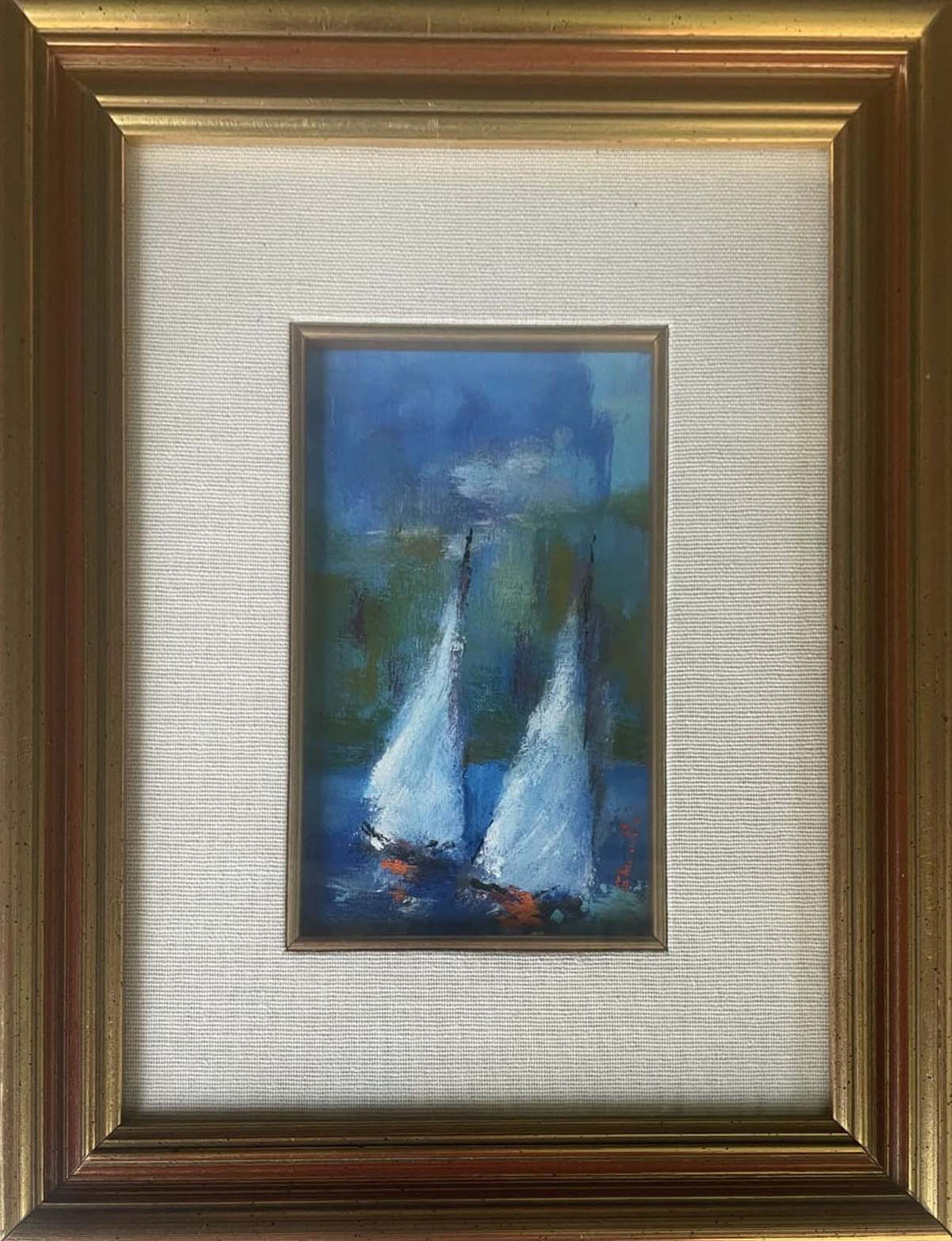 Senza titolo (barche a vela) di Pericle Stromillo, Olio su tela, 18 × 12 cm