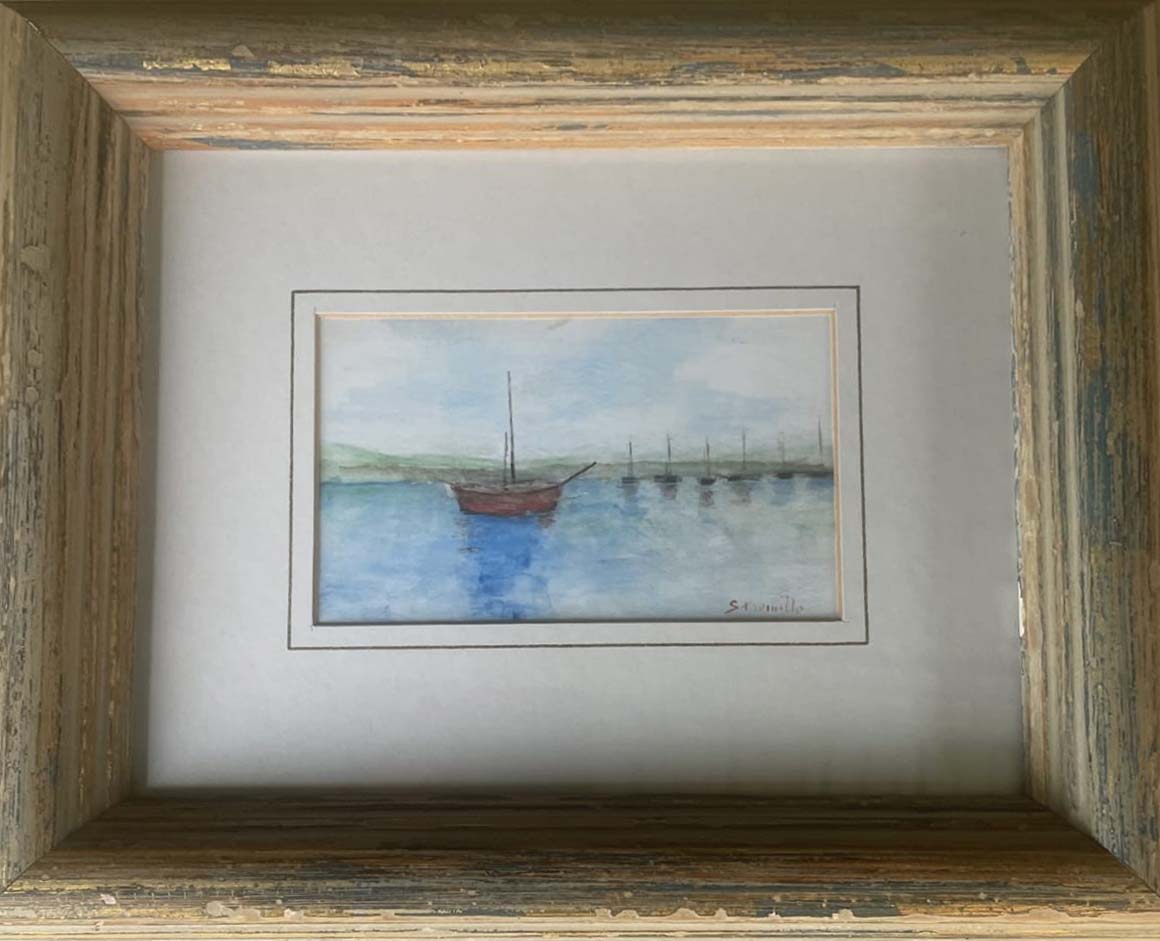 Senza titolo (barchetta) di Pericle Stromillo, Acquerello, 10 × 15 cm