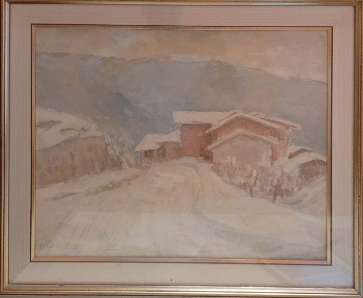 Baite in montagna di Graziano Ferrigo, olio su tela del 1991