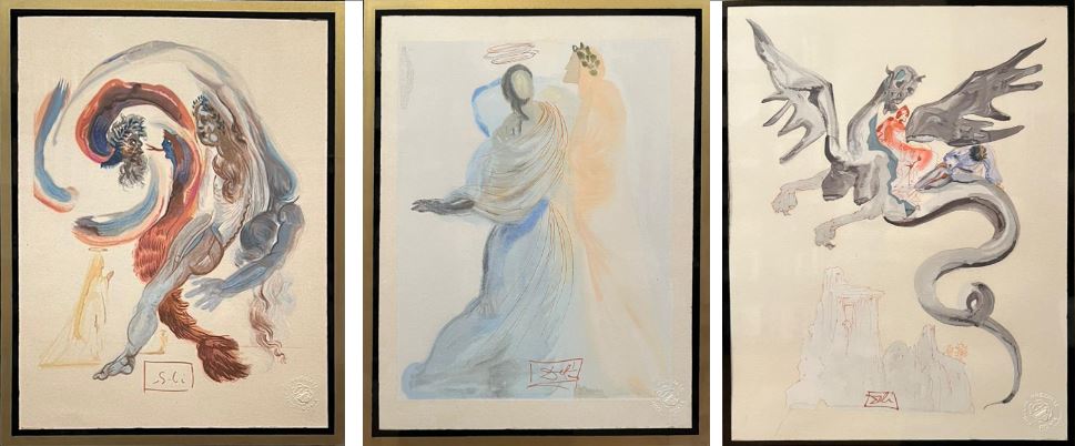 Salvador Dalì - Gli accidiosi/Il conforto di Beatrice/In groppa a Gerione