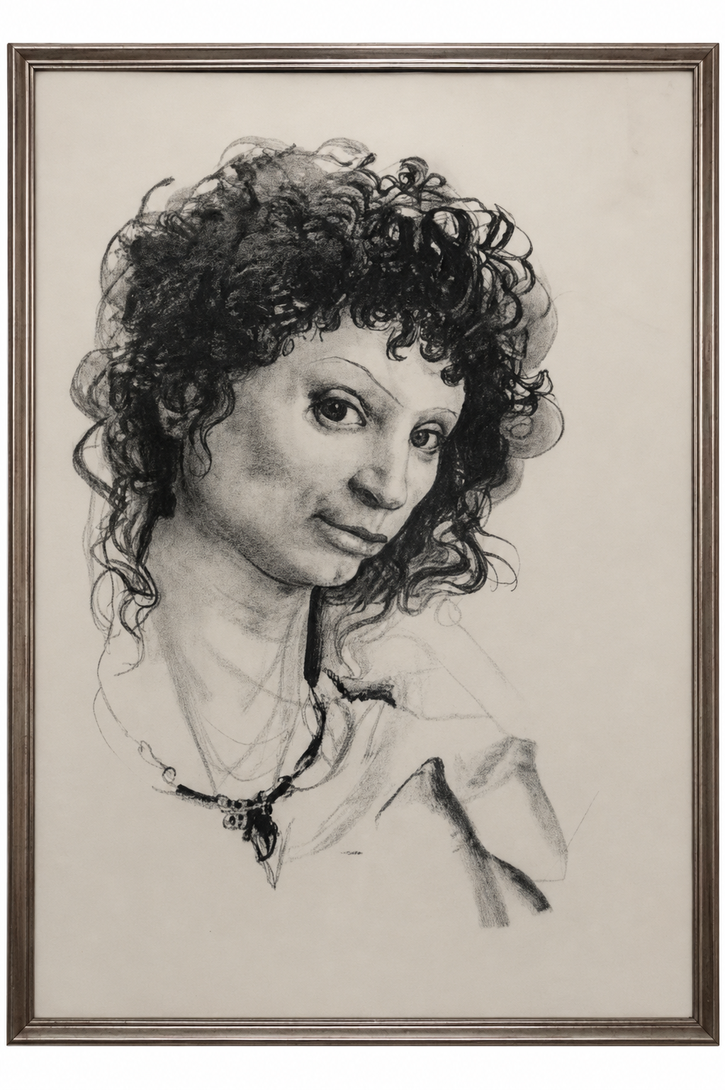 Volto femminile, grafica d’arte su carta di Pietro Annigoni