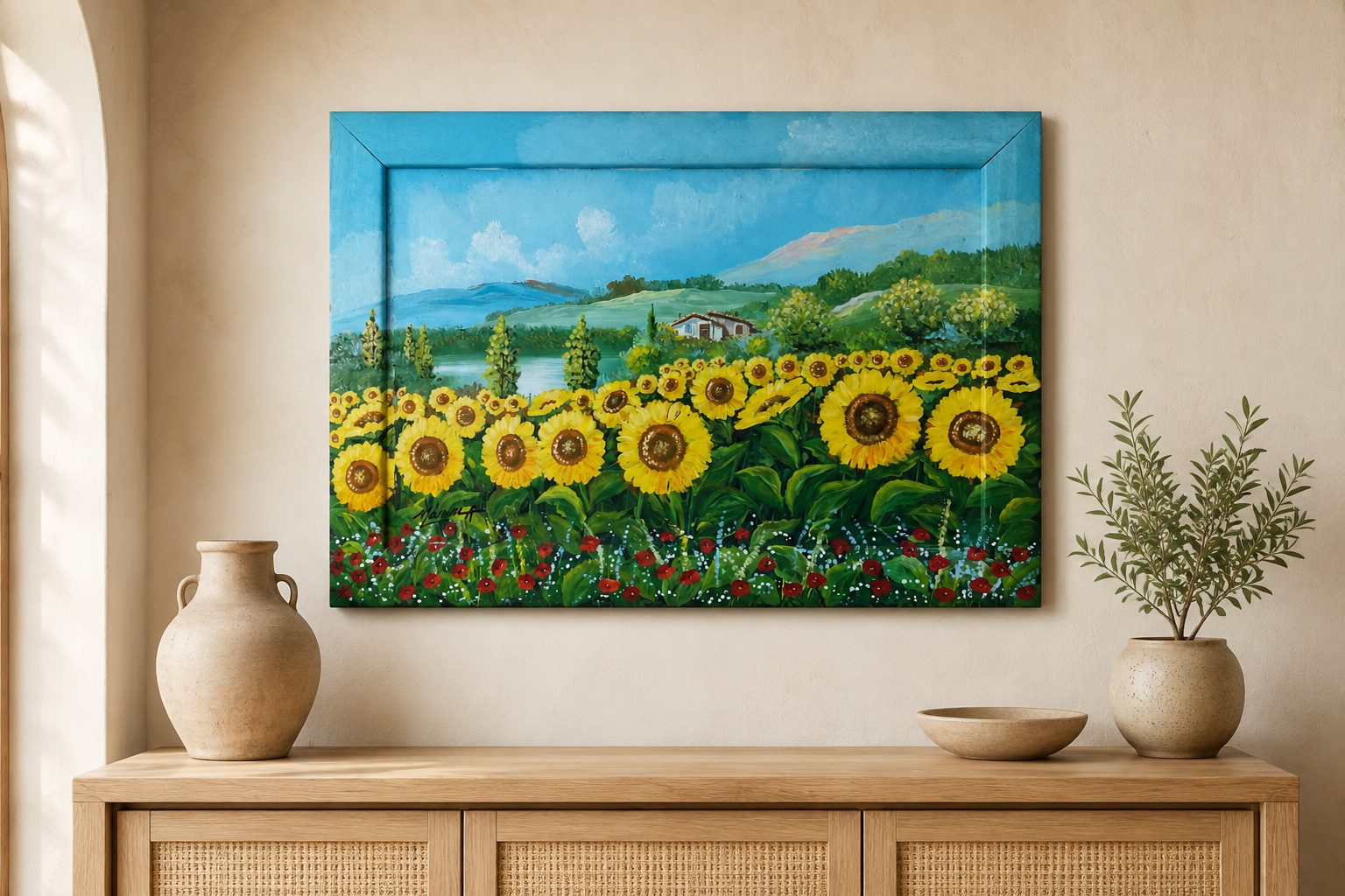 Paesaggio orizzontale, olio su tela di Angelo Manini