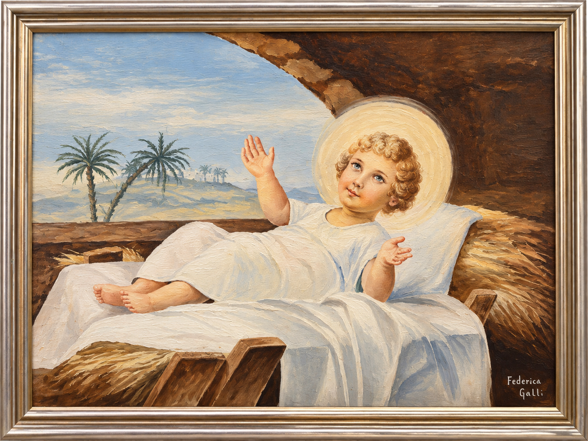 Senza titolo Gesù bambino di Federica Galli, olio
