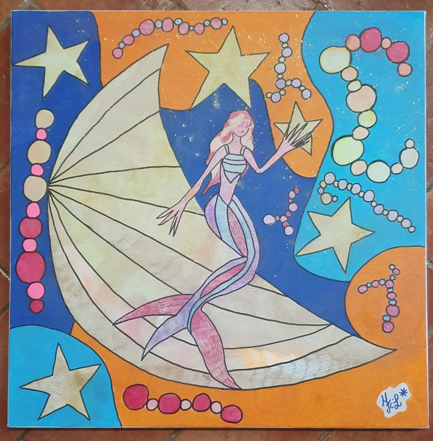 Collezione n° 25: Sirena alla luna di Linda Fileccia, tecniche miste