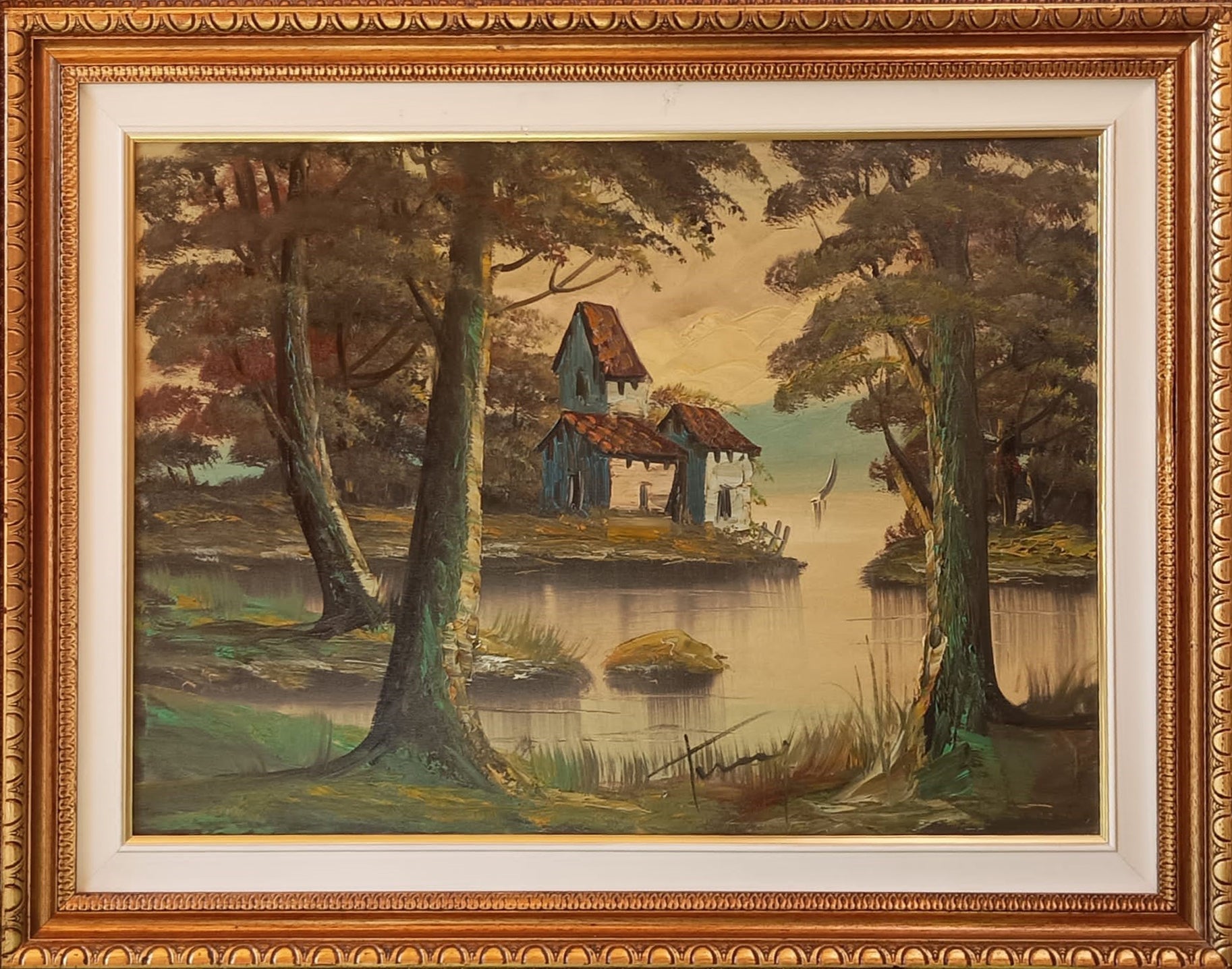 Antonio De Rosa - Paesaggio con casette nel bosco