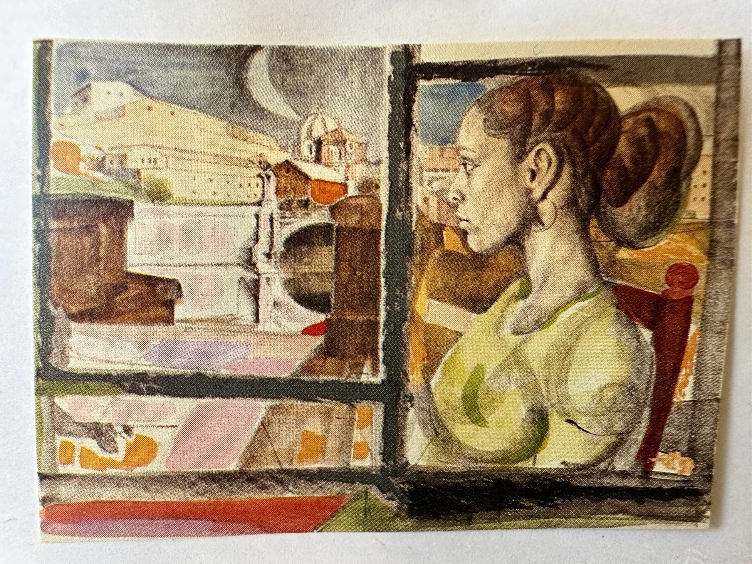 UGO ATTARDI - REFLEJOS EN LA VENTANA - LITOGRAFÍA COLOREADA A MANO