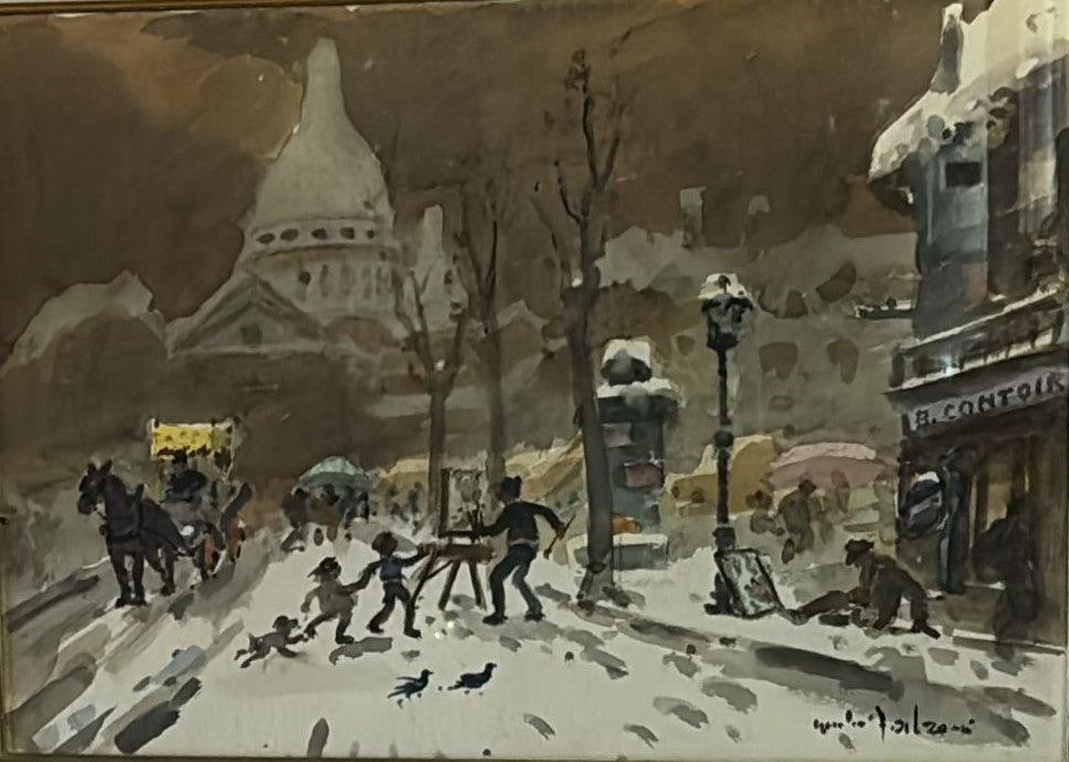 Giulio Falzoni- Inverno a Parigi (Place du tert)