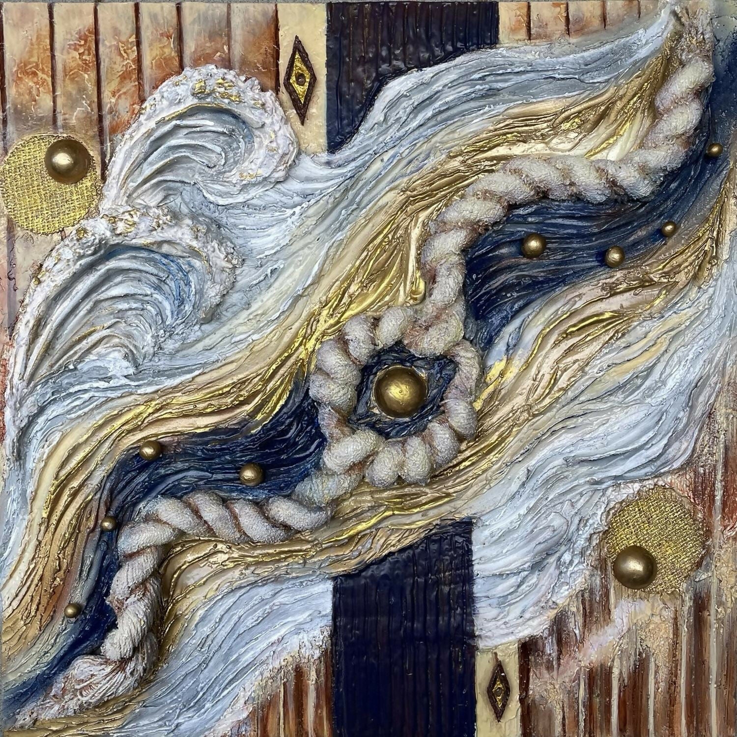 Liliia Kaluzhyna - Arte murale Japandi blu oro
