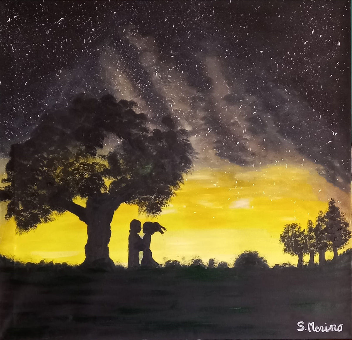 Maria del Socorro Merino García - Encina bajo noche estrellada