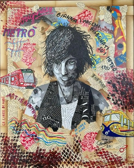 Gianna e le linee di Mirò di Giancarlo Narduzzi, collage – ritratto