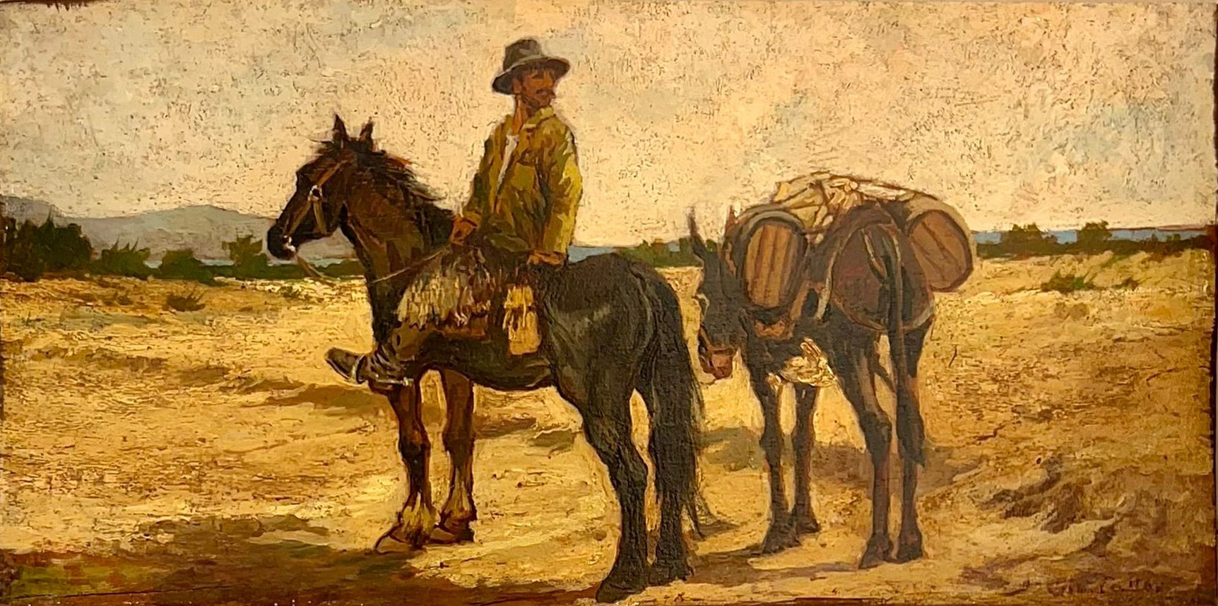 Giovanni Fattori - Cavaliere con muletto, buttero e somarello