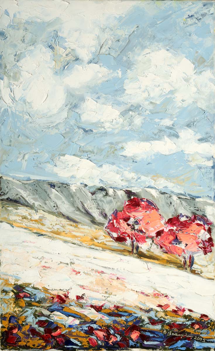 Antonio Braccini - Due alberi rossi sulla neve