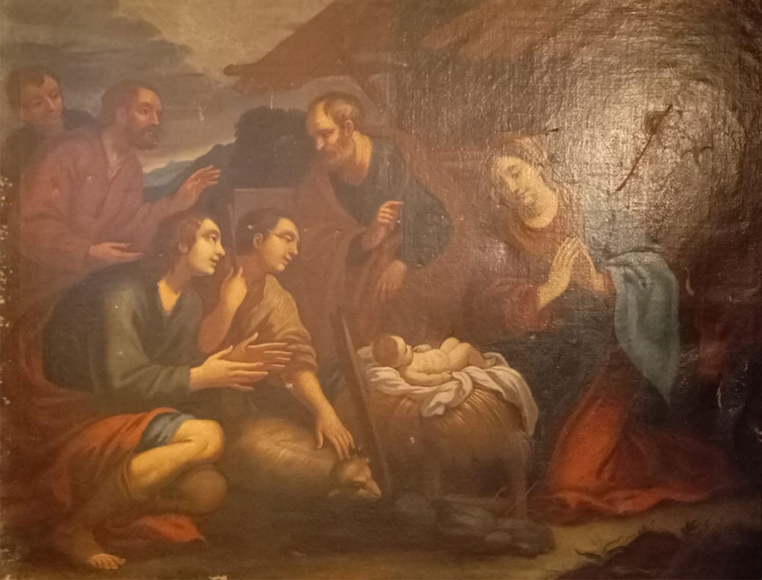 Enea Talpino llamado Salmeggia (atribuido a) - Adoración del Niño Jesús