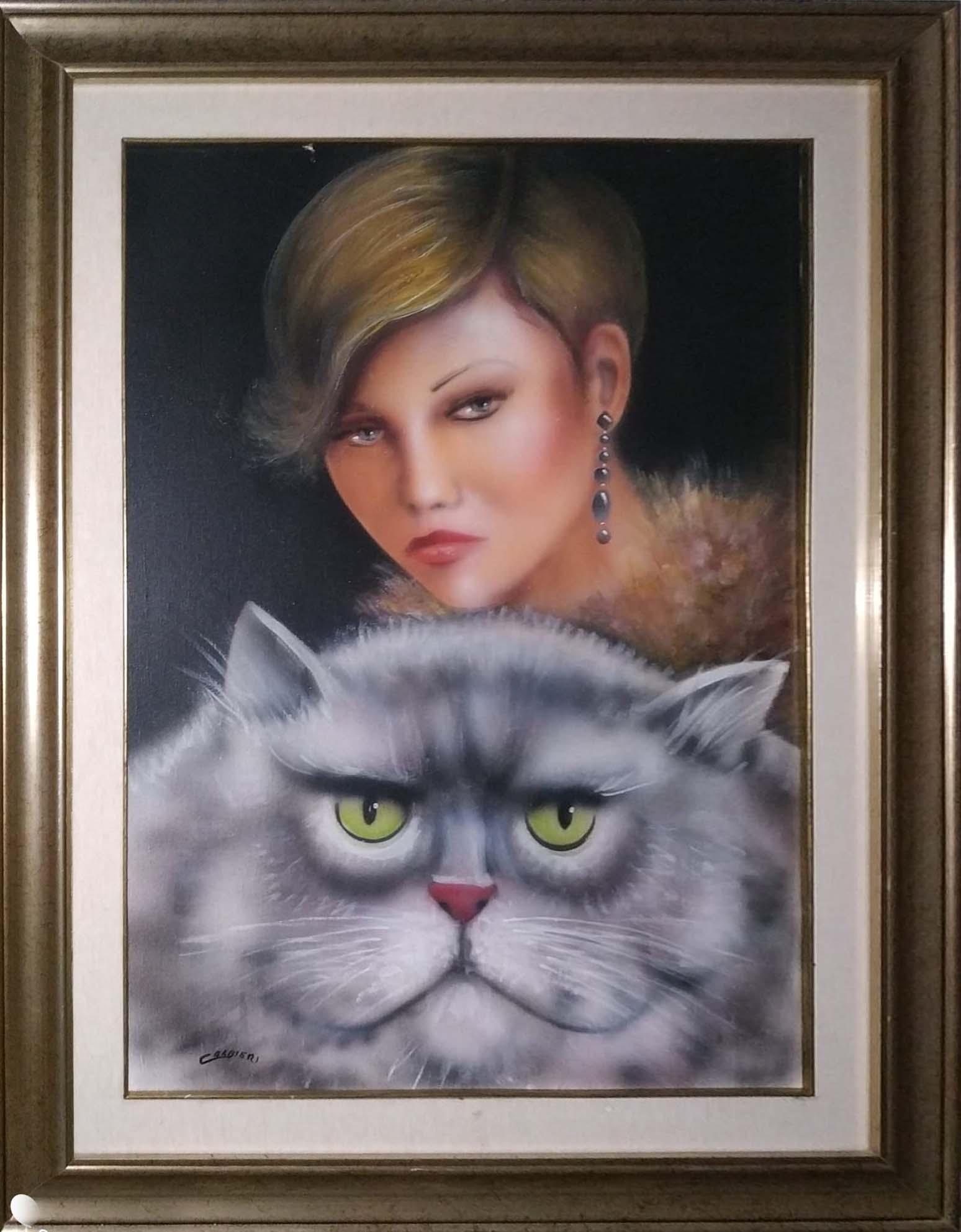 Calbieri - Ragazza con gatto