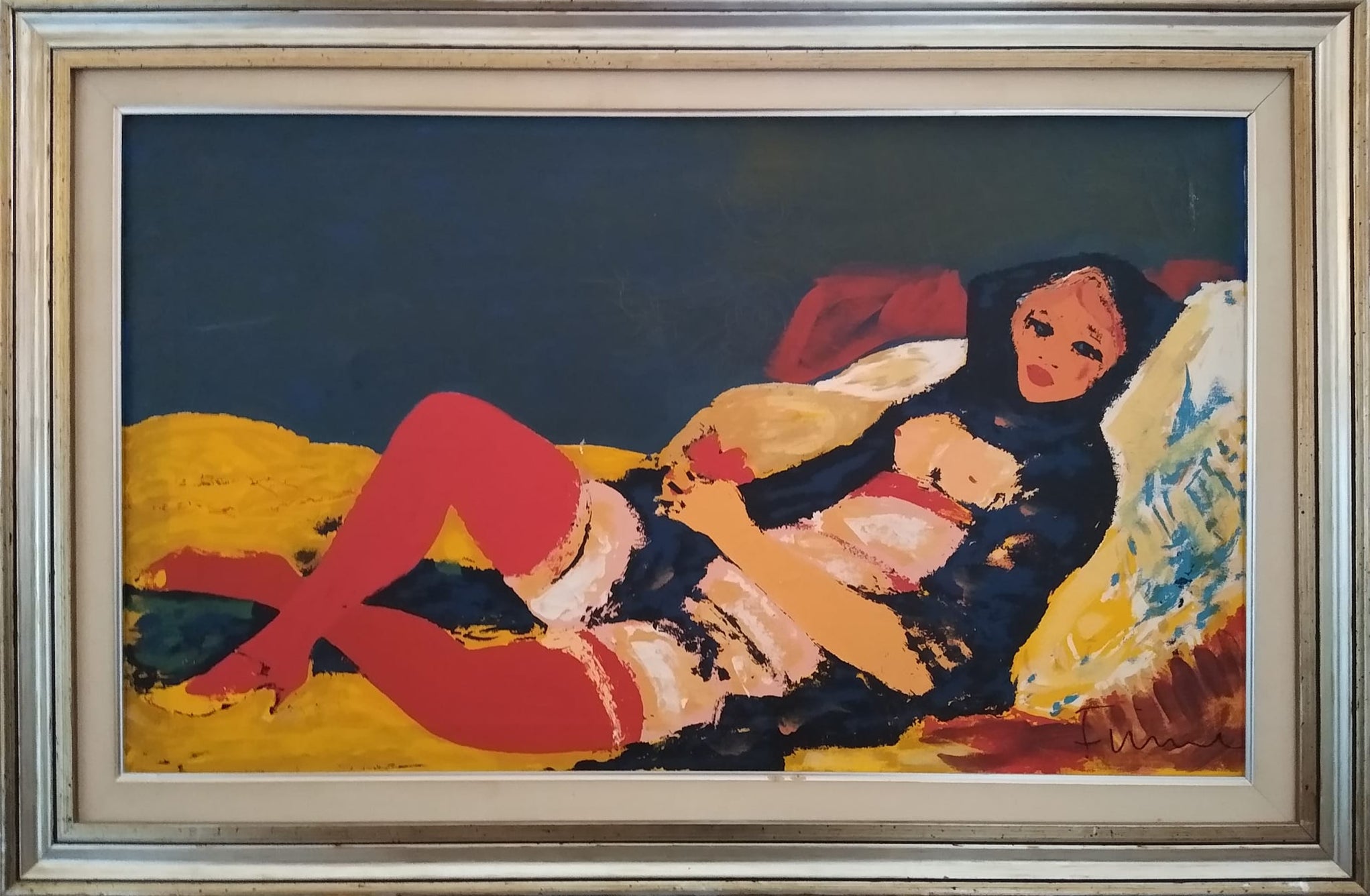 Salvatore Fiume - Odalisca con medias rojas