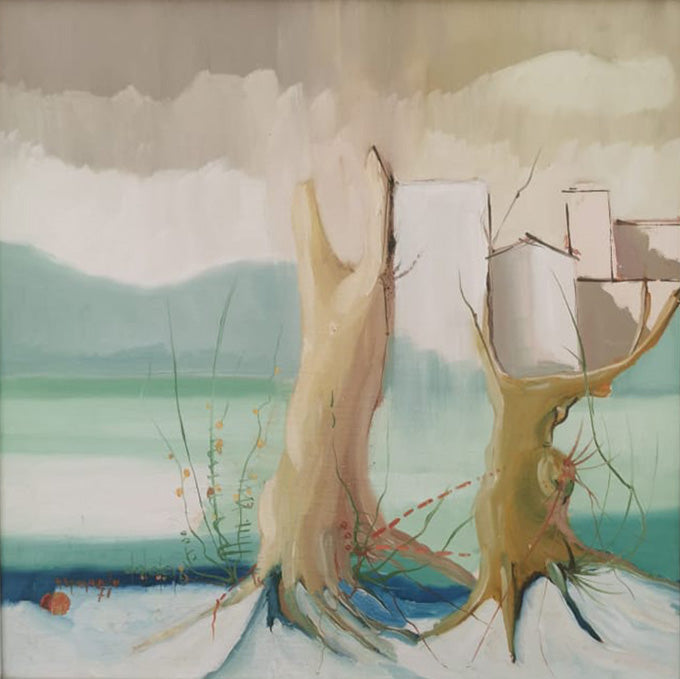 Antonio Spagnuolo - Paesaggio di tronchi e case