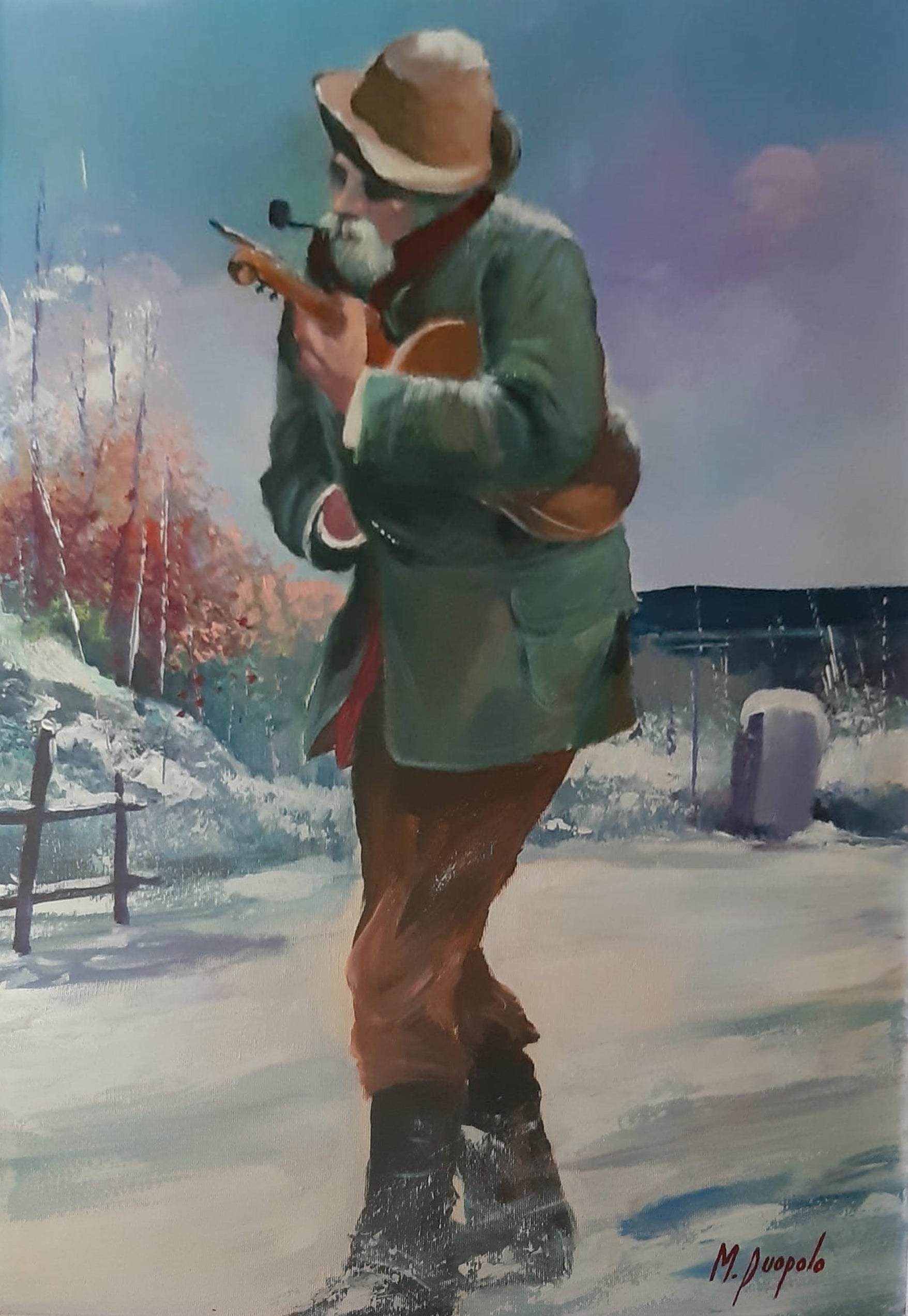 Mario Puopolo - Untitled (winter landscape with male figures)