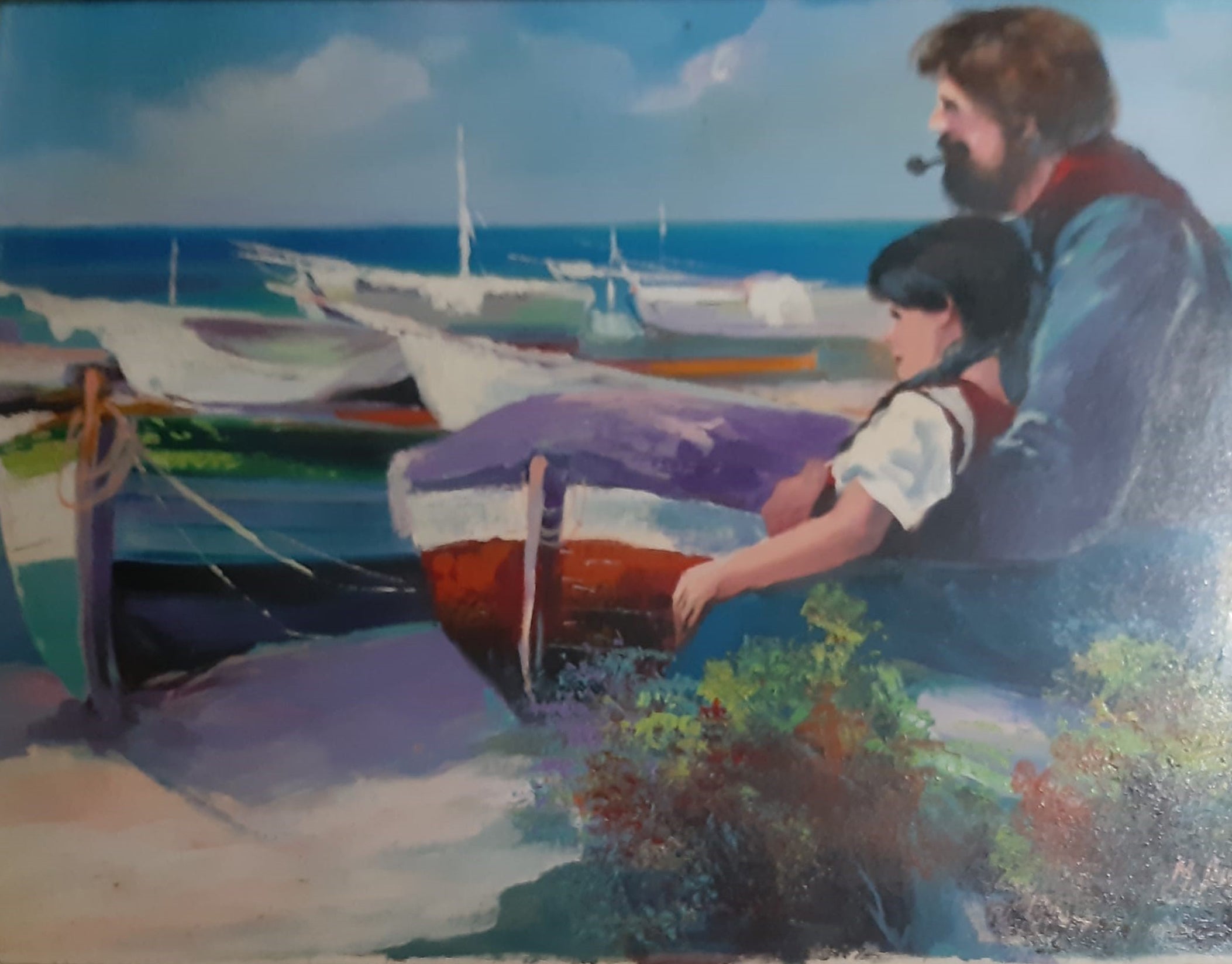 Mario Puopolo - Untitled (seascape with two figures)