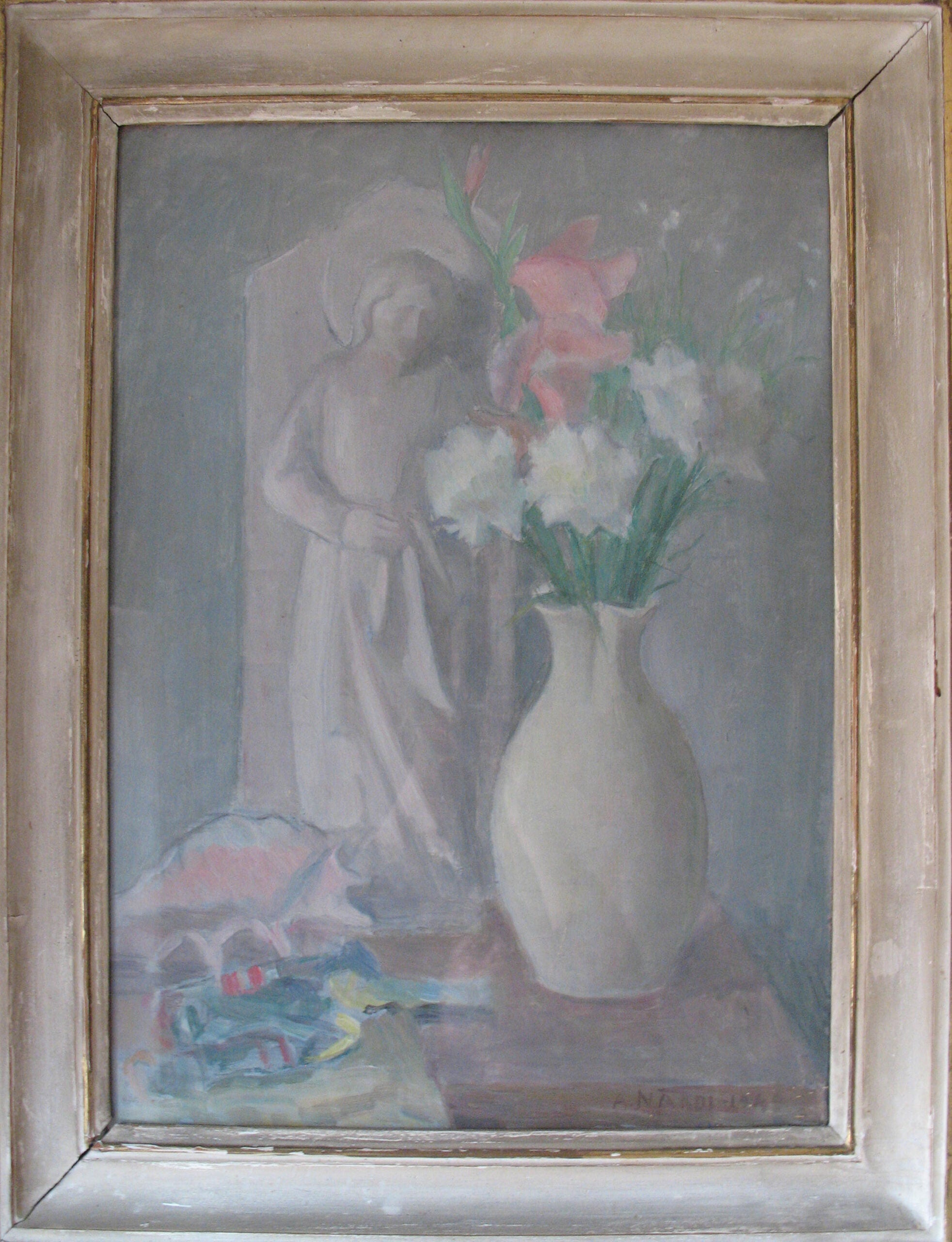 Antonio Nardi - Natura morta con fiori e scultura