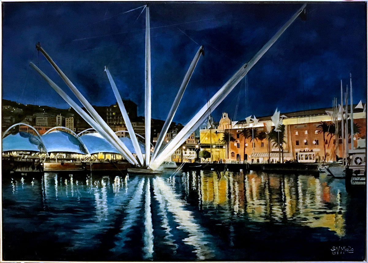 EVMiglio - Nighttime in the Old Port of Genoa