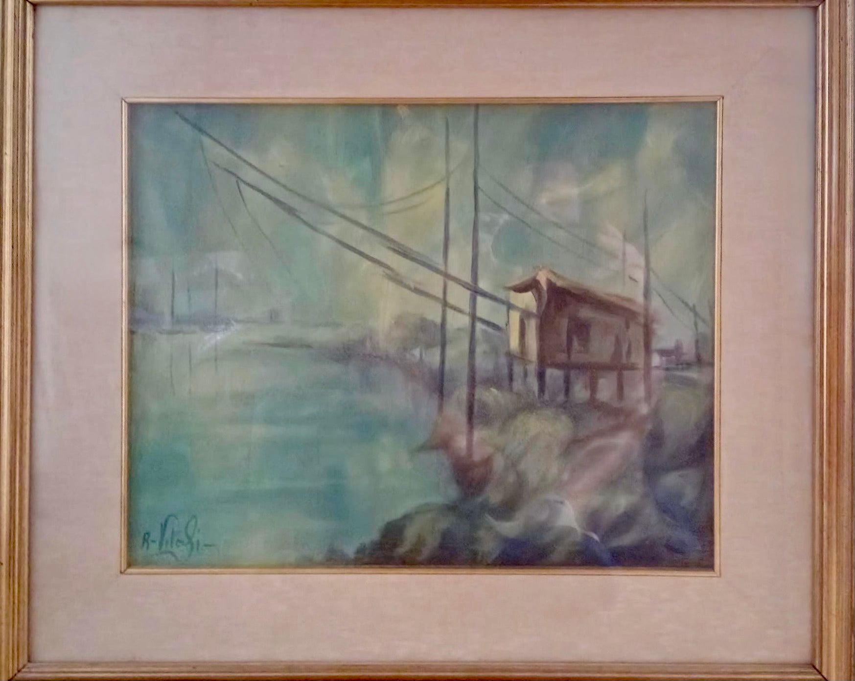 Marina a olio su tela di Romano Vitali
