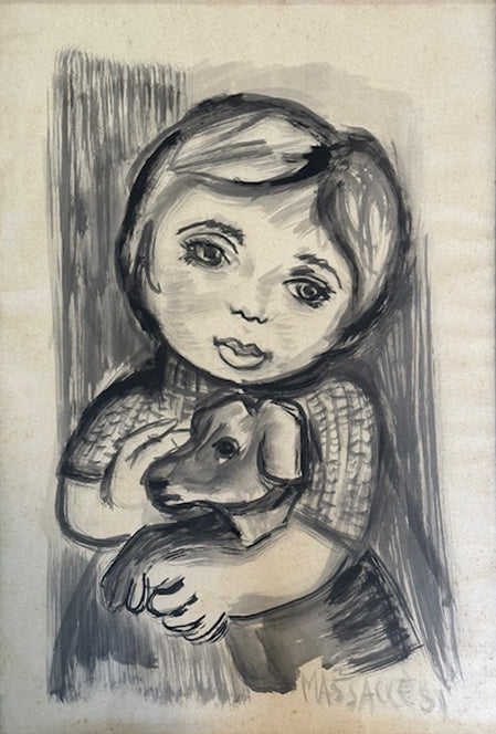 Giovanni Massaccesi - Ritratto di bambina con cane