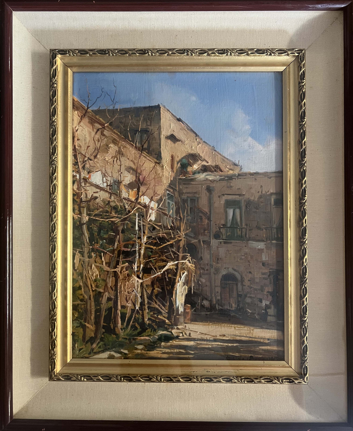 Cortile a Santa Anastasia, olio su tela di Armando Romano