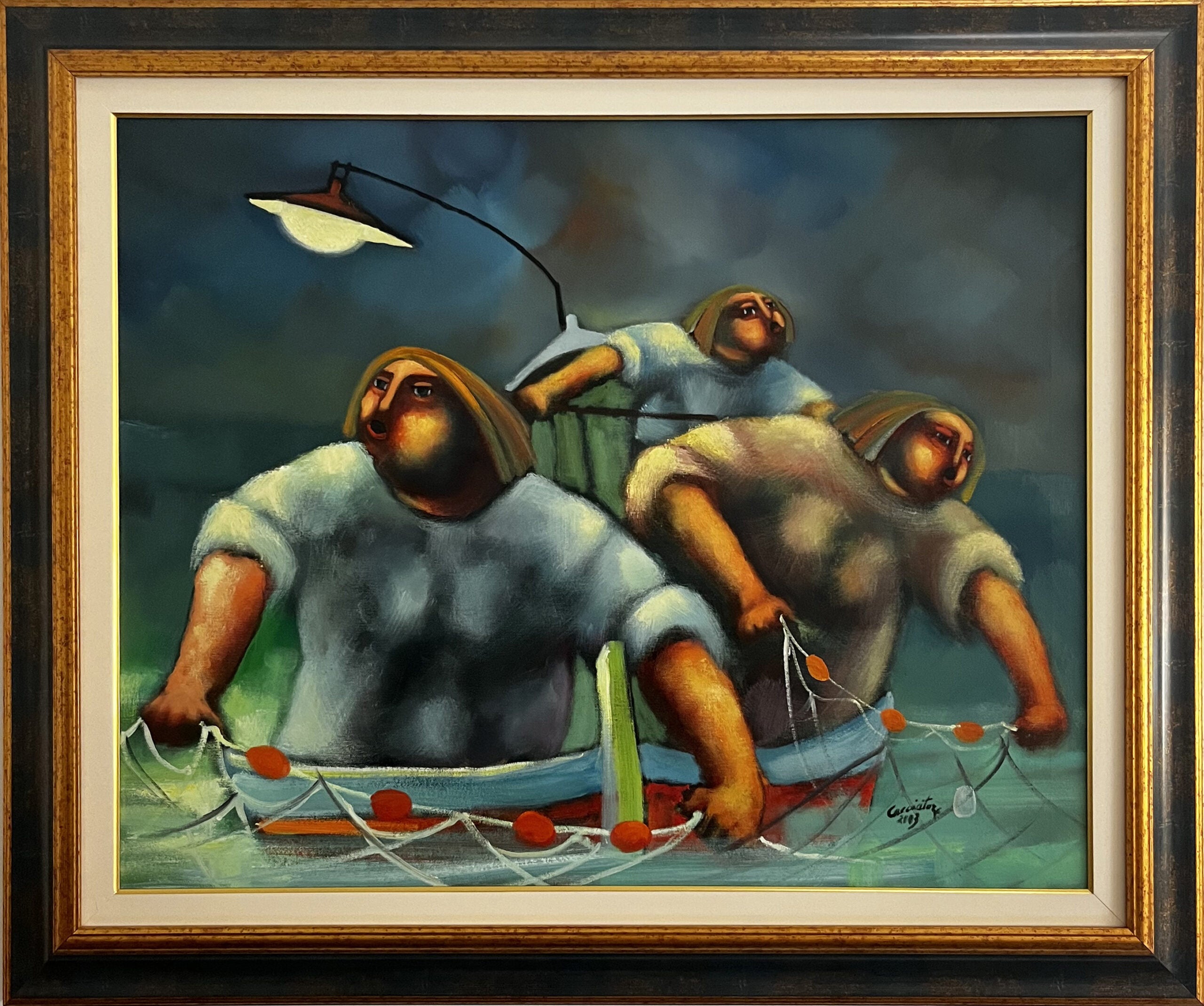 Franco Cacciatore (Attribuito a) - Senza titolo (pescatori)