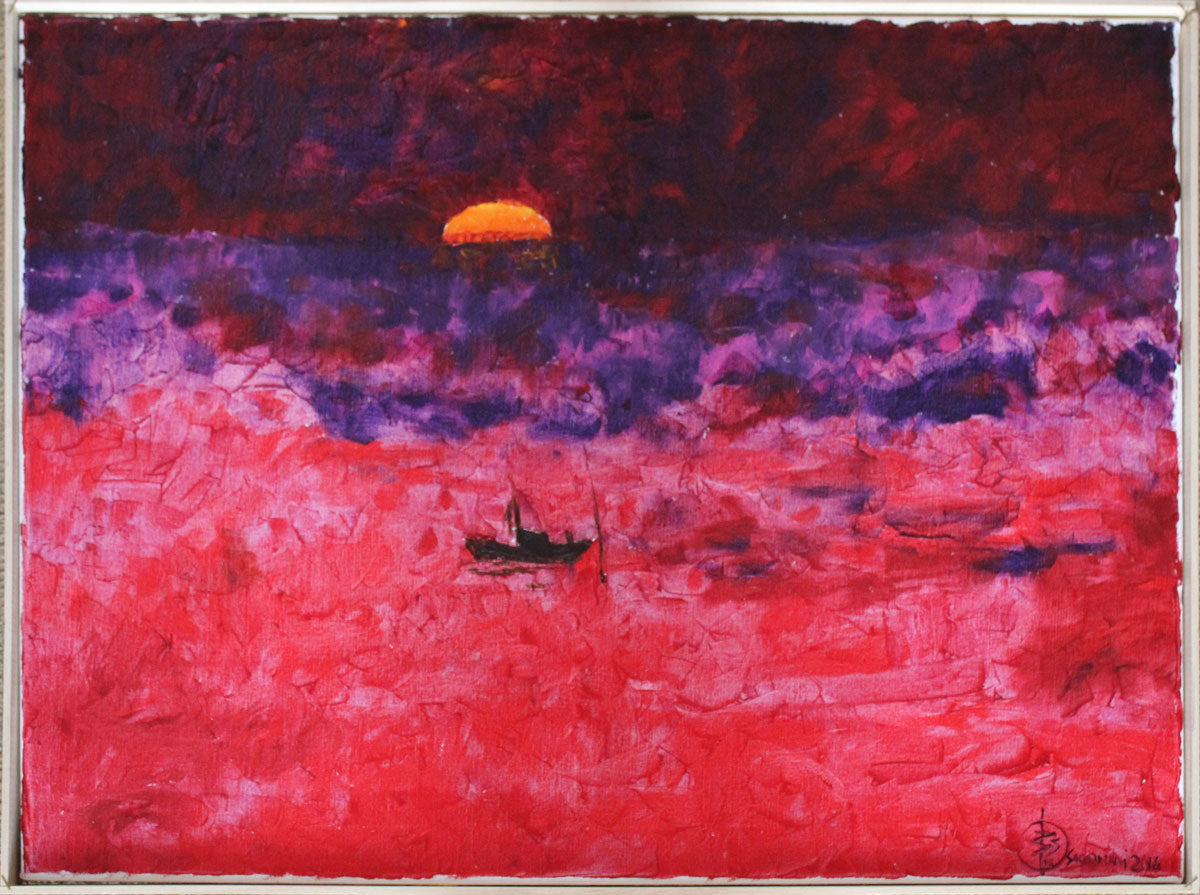 Giuseppe Saccomani - Atardecer en un barco