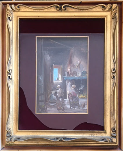 Mario Fattori - Interno di casa di campagna