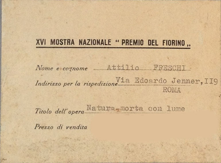 Attilio Freschi - Natura morta con lume