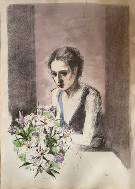 Alberto Sughi - Ragazza con fiori