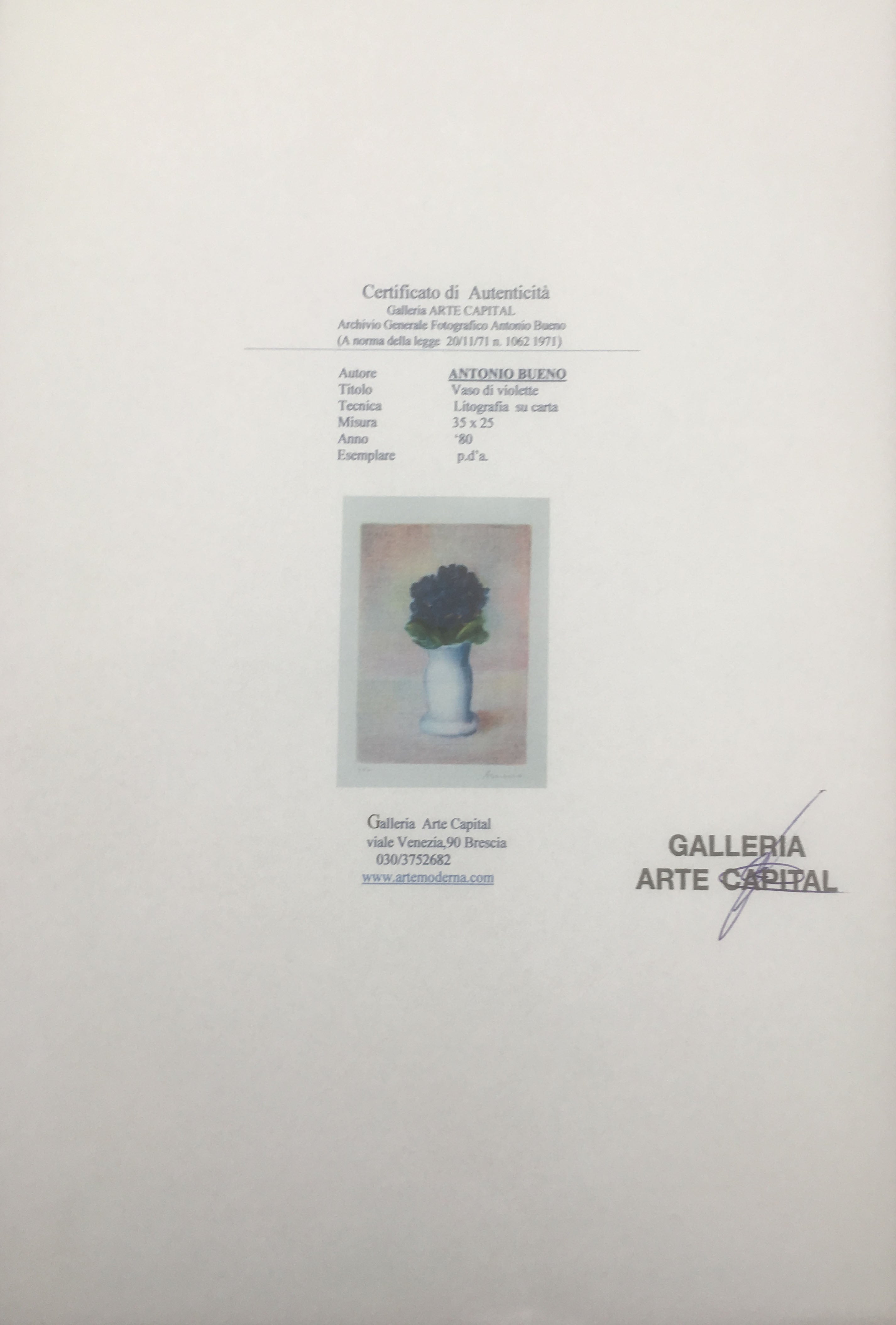 Antonio Bueno - Vaso di violette