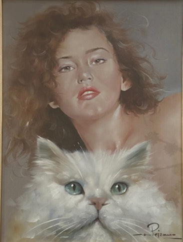 Gastone Peirano - Volto con gatto