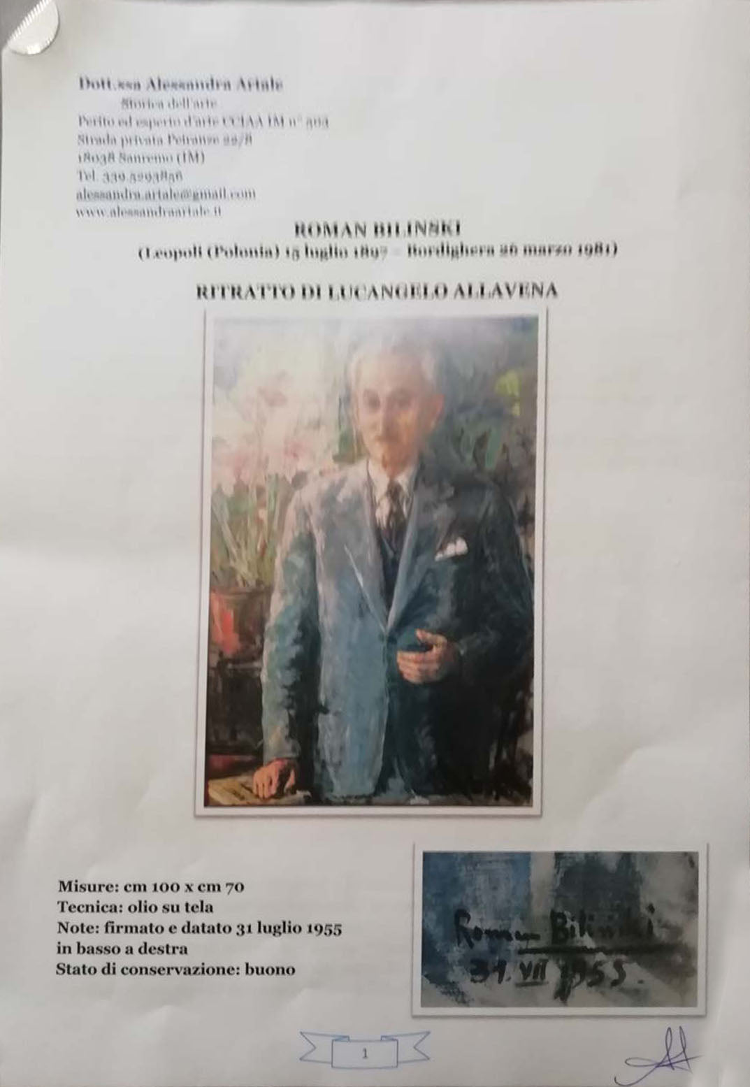 Roman Bilinski - Retrato de Lucangelo Allavena