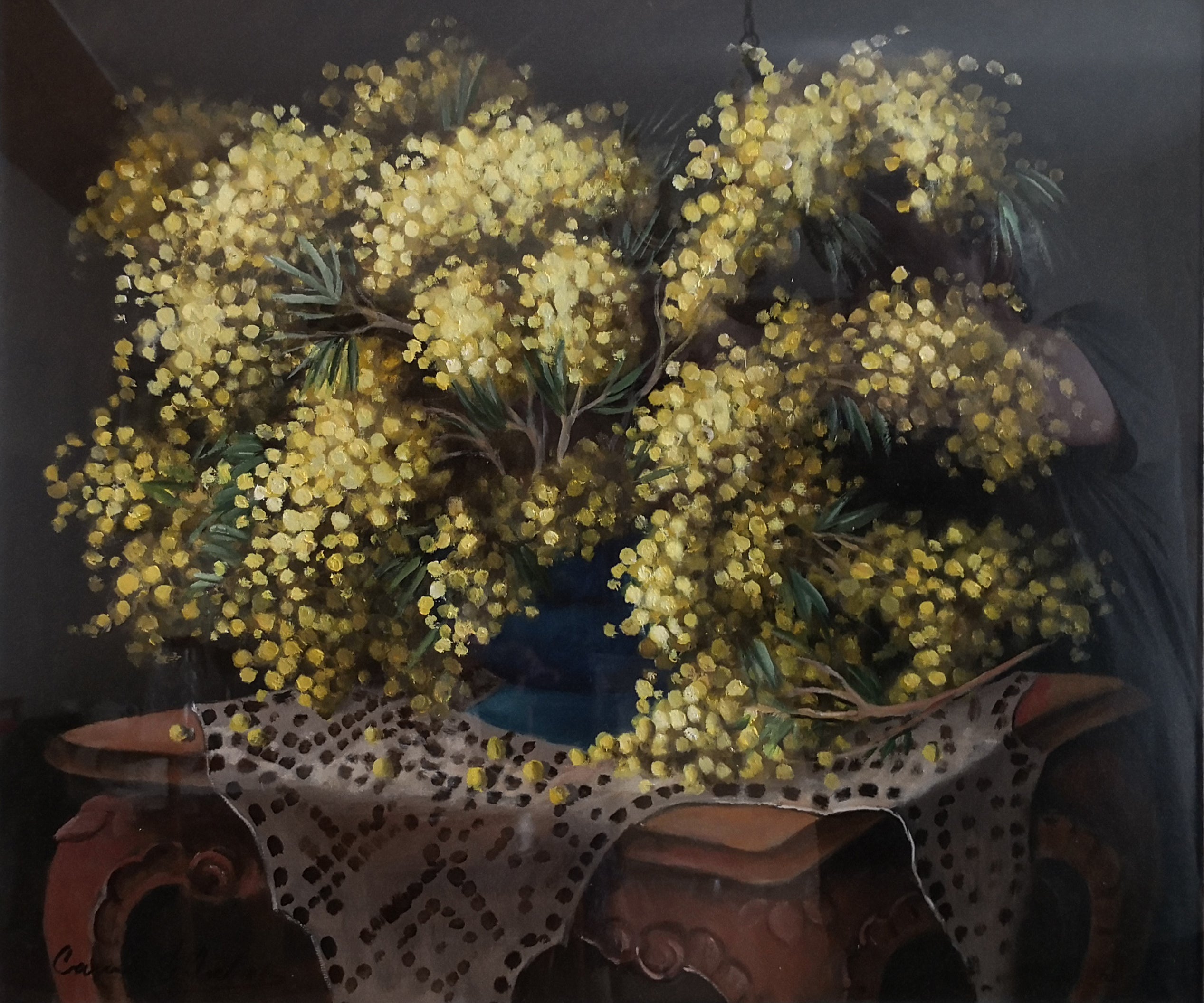 Camillo D'Adda - La mimosa con vaso blu