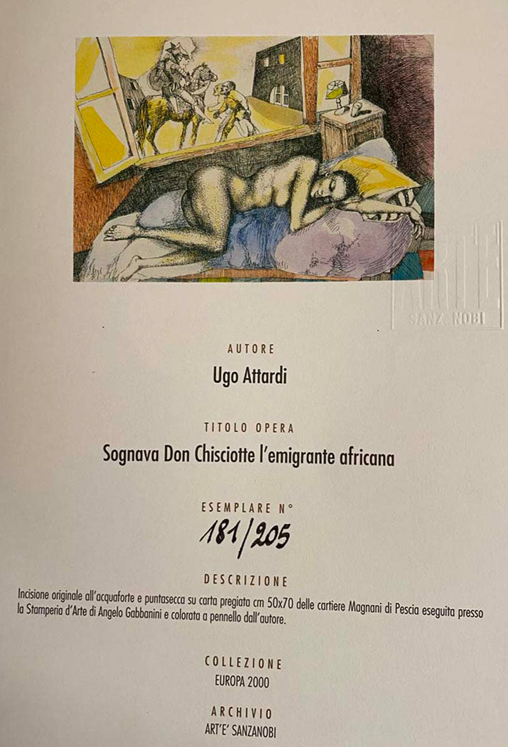 Ugo Attardi - Sognava Don Chisciotte l'emigrante africana