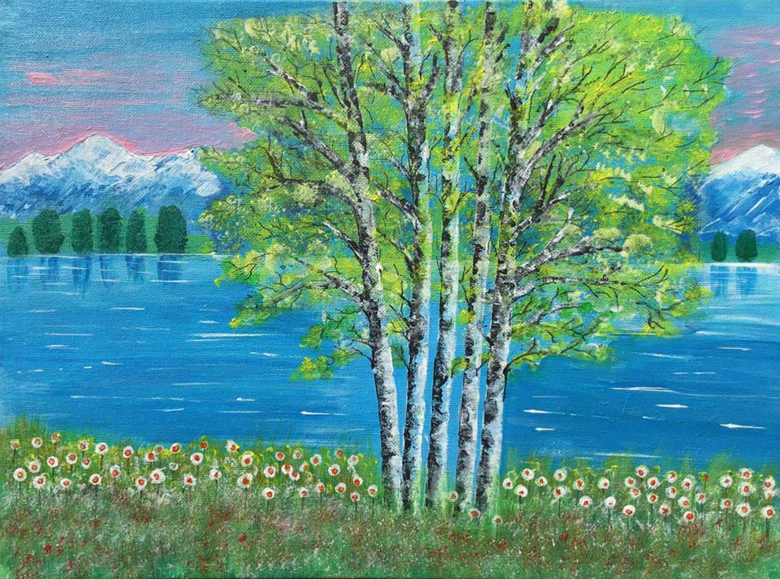 Emanuele Di Marzio - Paesaggio con alberi di betulle