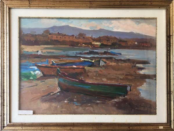 Porticciolo di Antonio Sbrana, olio su tela