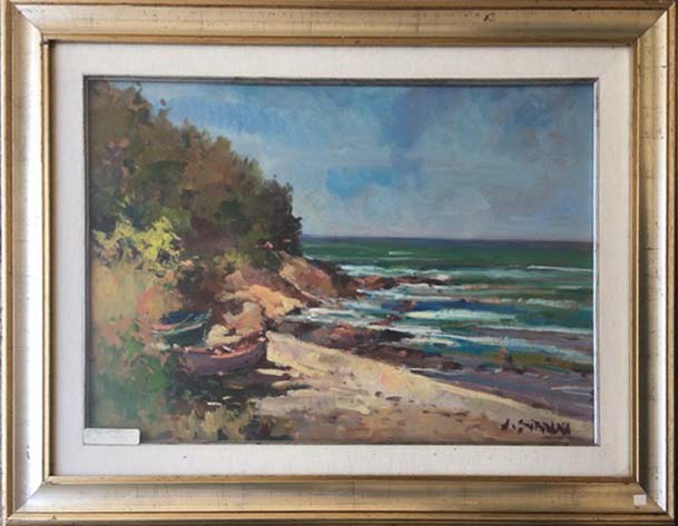 Marina labronica di Antonio Sbrana, olio su tela