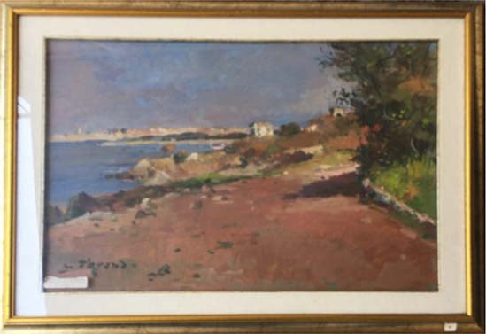 Marina senza titolo di Antonio Sbrana, olio su tela