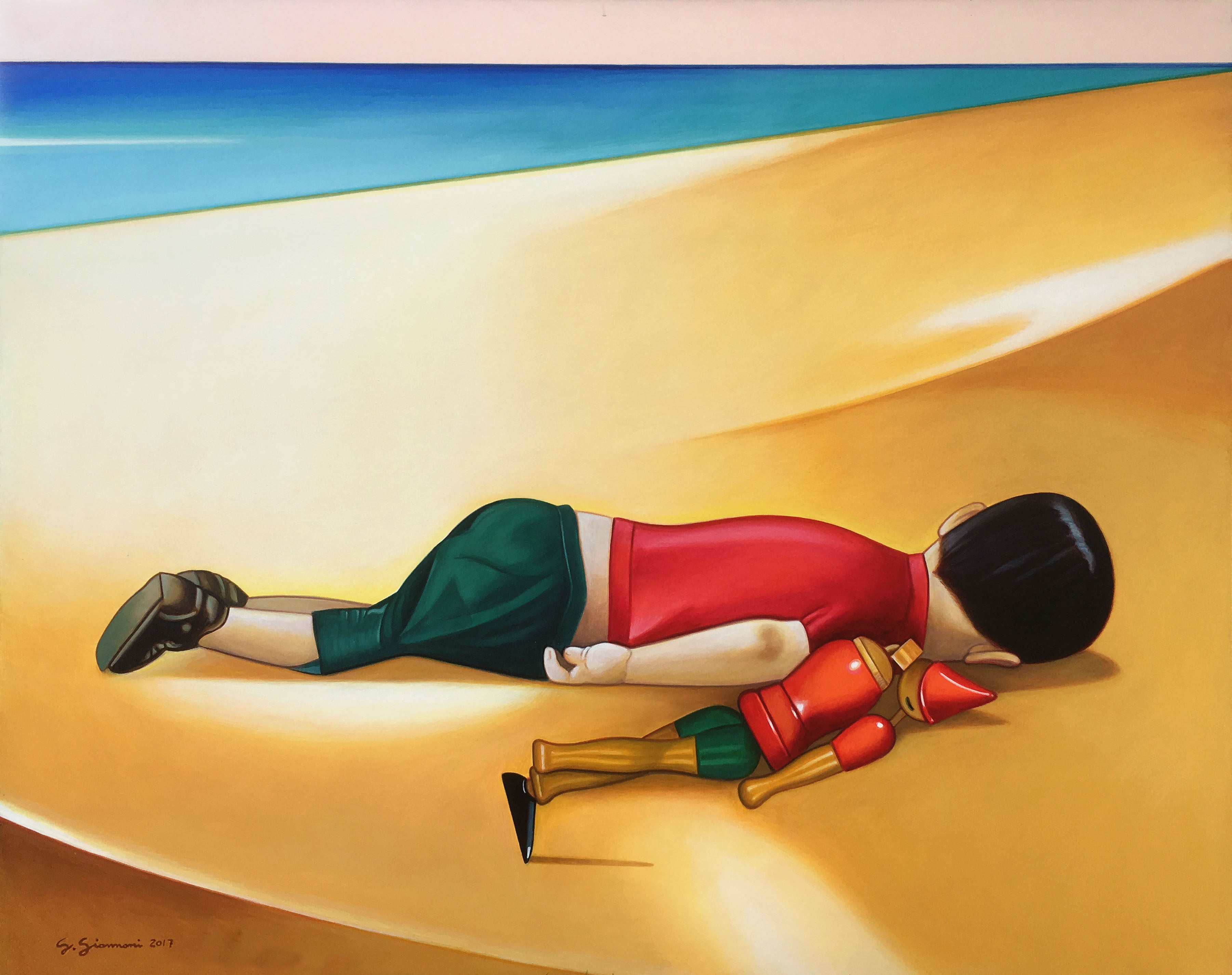 Gianfranco Giannoni - Bambino addormentato con pinocchio
