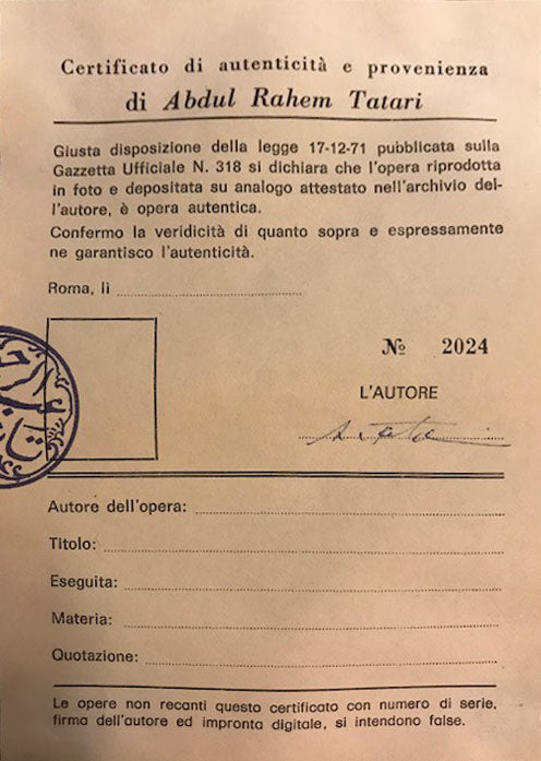 Abdul Rahem Tatari - Senza titolo